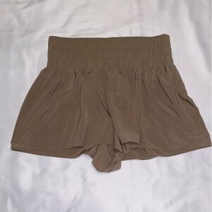 Arizona Brown Elastic-Waist Ruffle Shorts